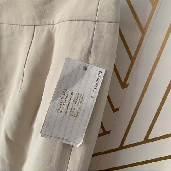 Giorgio Armani NWT 100% silk cream wide leg pants size 40 - Picture 9 of 14
